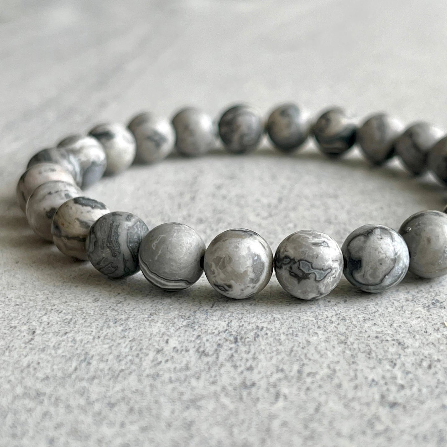 Bracelet - Grey Picasso Jasper 8mm
