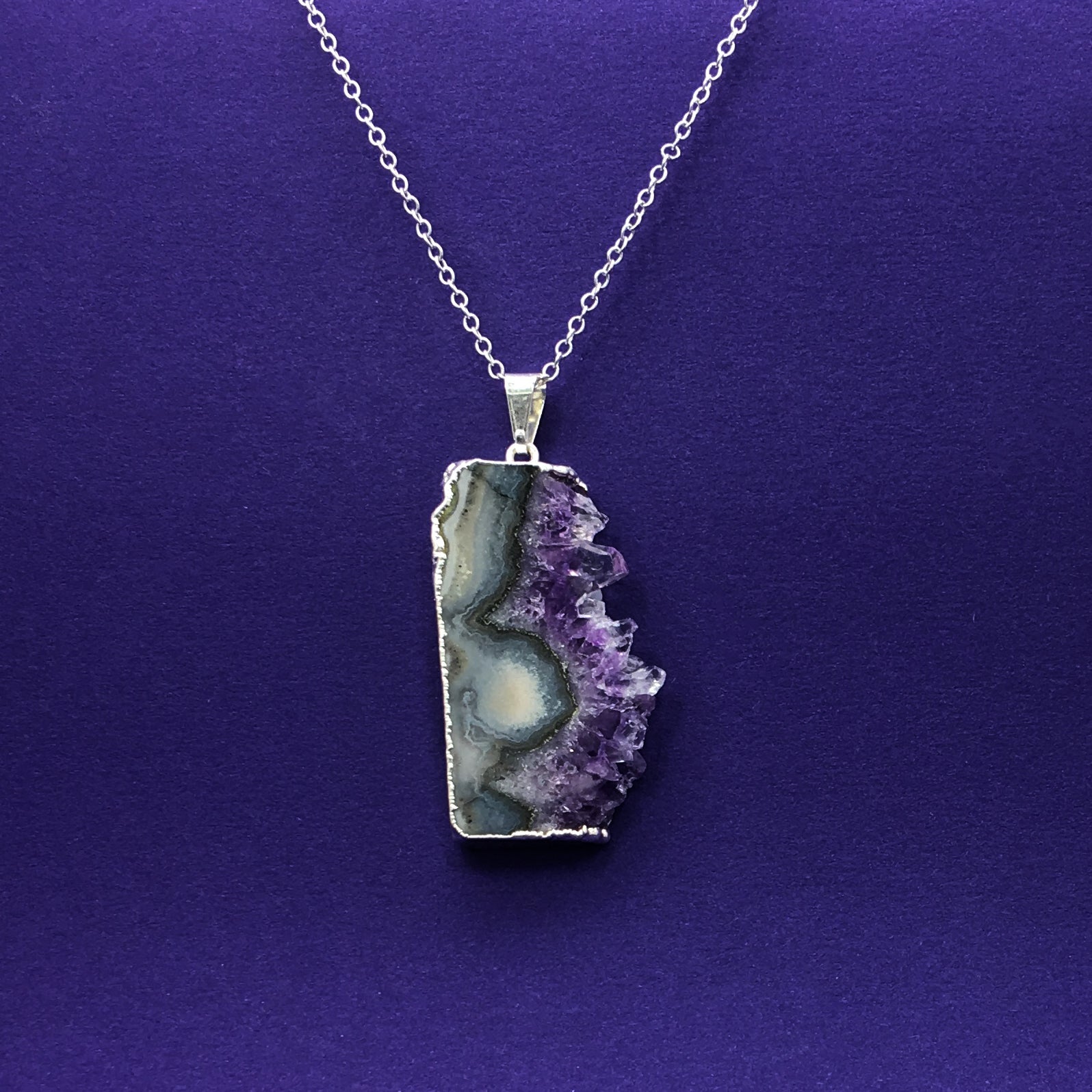 Amethyst Crystal Raw Slice Pendant Necklace - Happy Soul Online