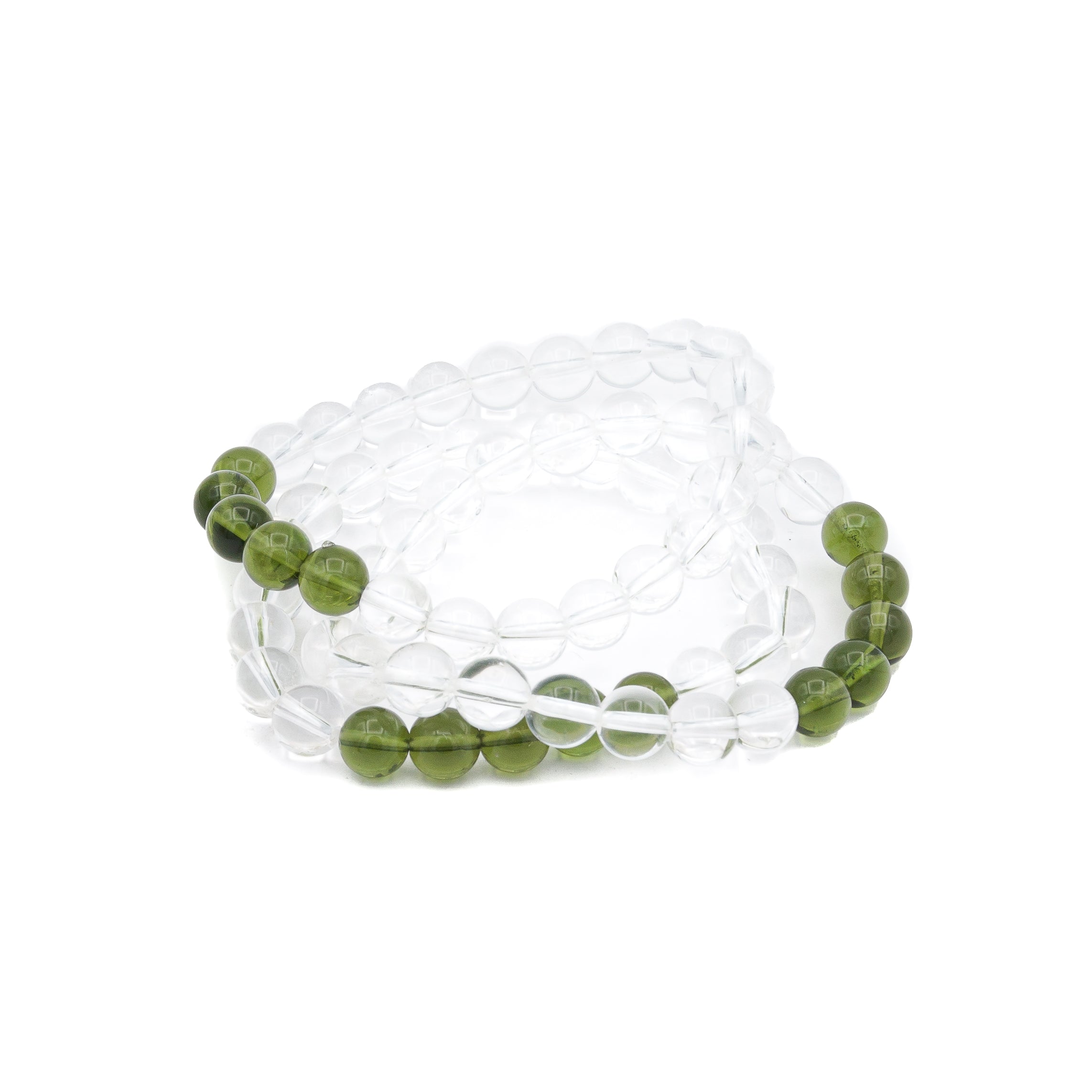 Bracelet - Moldavite & Clear Quartz  8mm