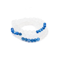 Bracelet - Kyanite Blue 6mm and Matte Clear Quartz 8mm