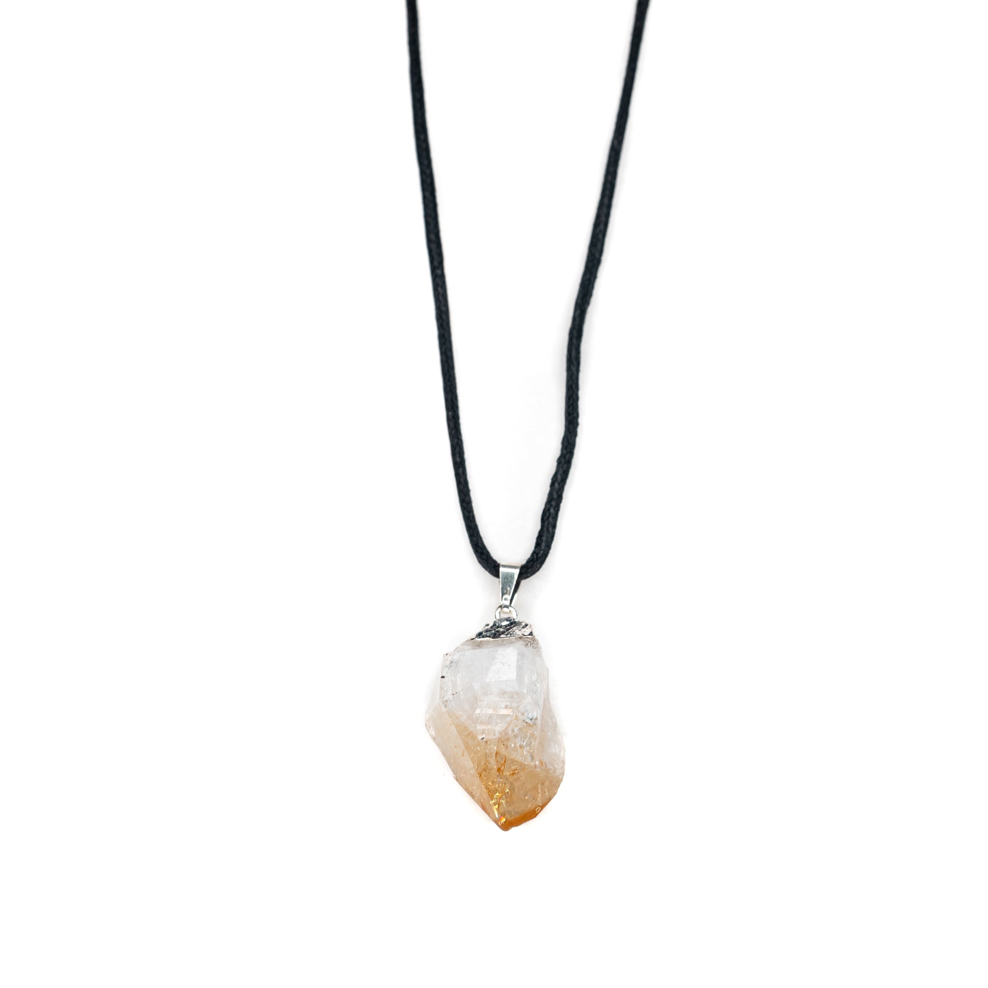 Necklace - Citrine Raw Point Silver Capped - Happy Soul Online