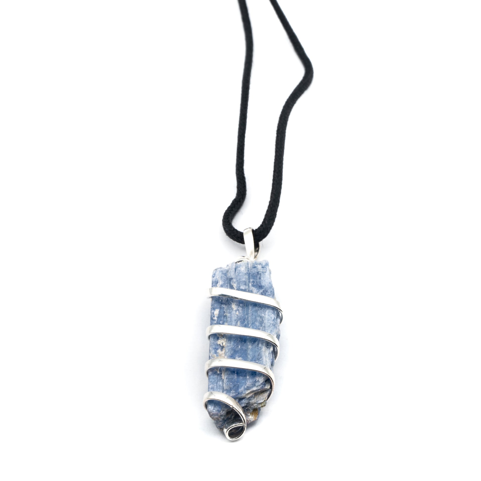 Necklace - Kyanite Blue Wrapped Pendant $30 - Happy Soul Online