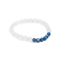 Bracelet - Kyanite Blue 6mm and Matte Clear Quartz 8mm