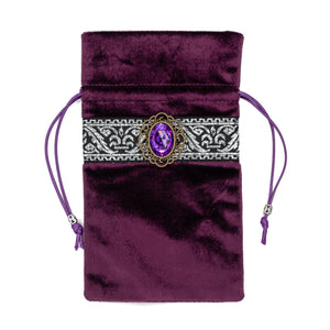 Tarot Bag Embroidered - Amethyst Colored Velvet