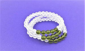 Bracelet - Moldavite & Matte Clear Quartz  6mm