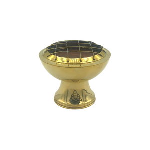 Charcoal Burner - Brass Triquetra Carved with Wooden Coaster $20