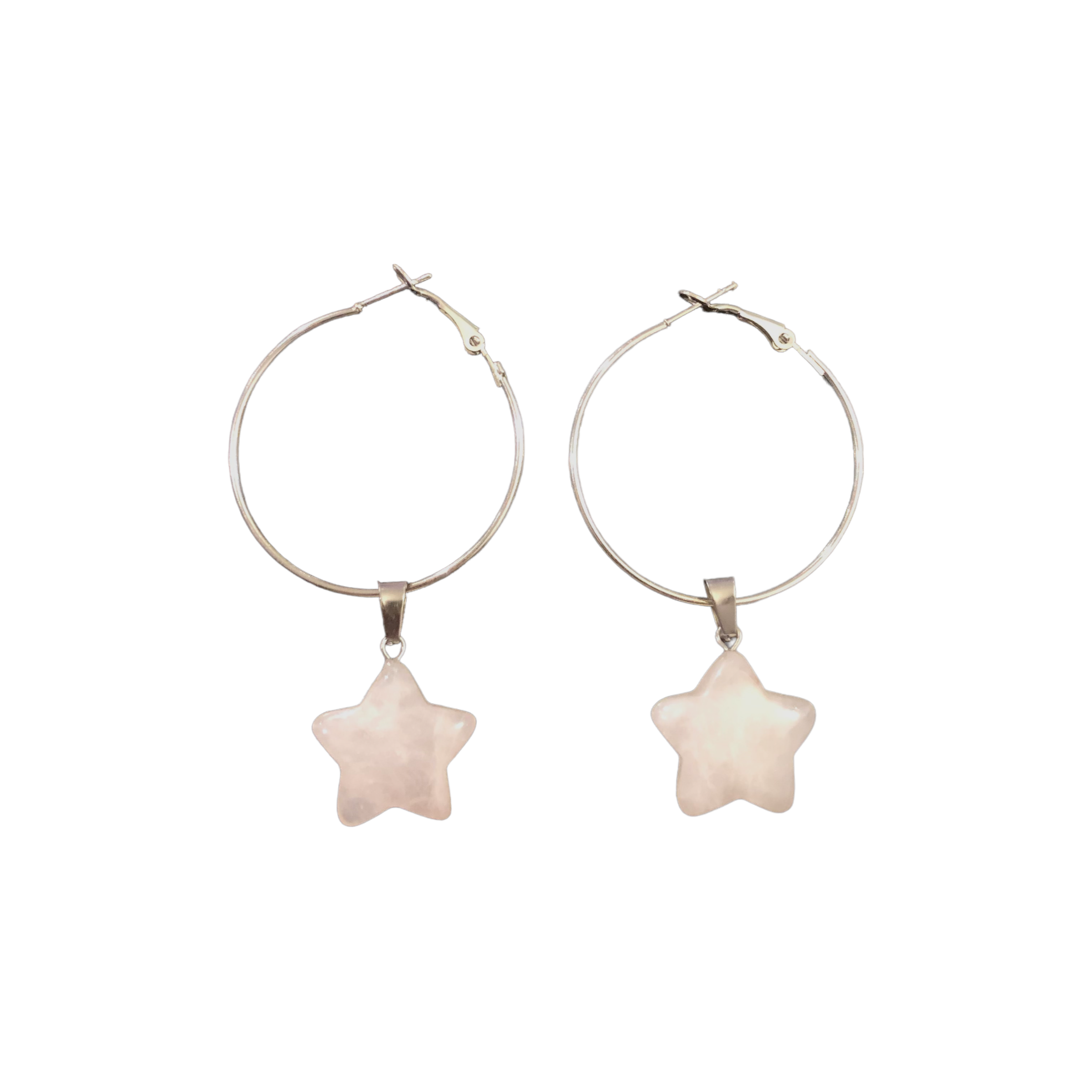 Earrings Hoop -Rose Quartz Stars