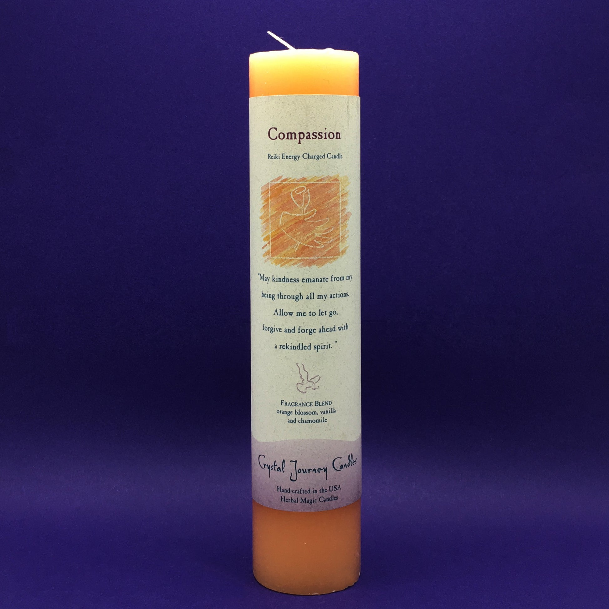 Pillar Candle - Compassion - Reiki Energy Charged (Peach) - Happy Soul Online