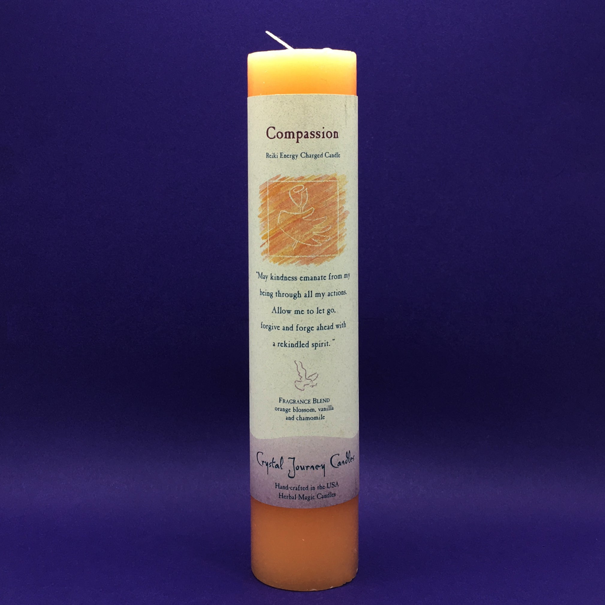 Pillar Candle - Compassion - Reiki Energy Charged (Peach) - Happy Soul Online