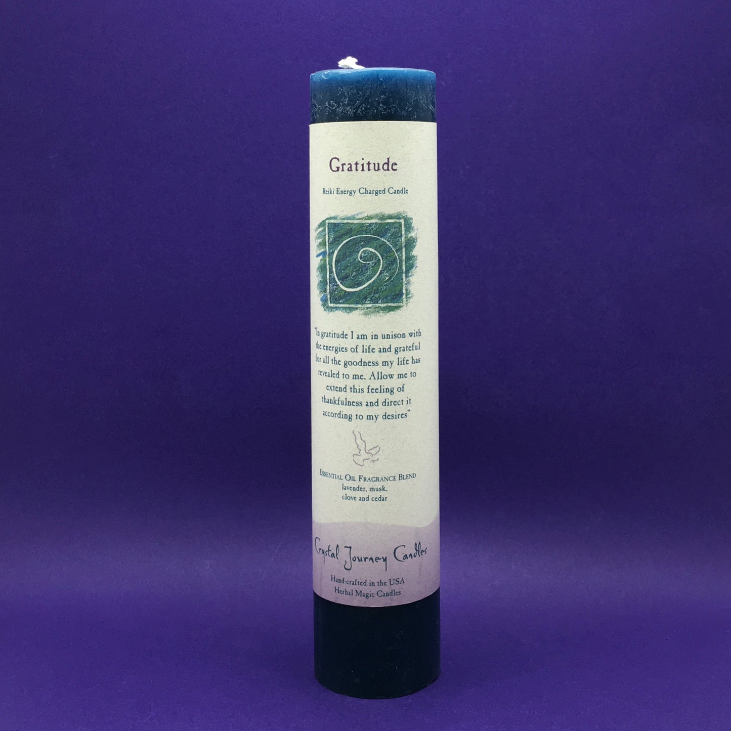 Pillar Candle - Gratitude - Reiki Energy Charged (Dark Blue) - Happy Soul Online