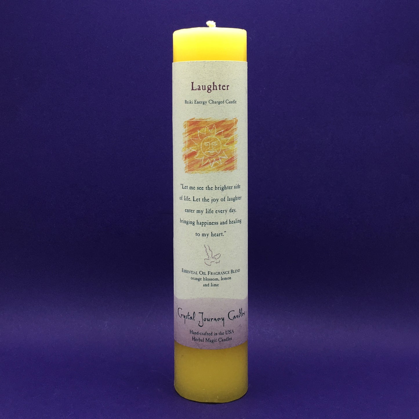 Pillar Candle - Laughter - Reiki Energy Charged (Yellow) - Happy Soul Online