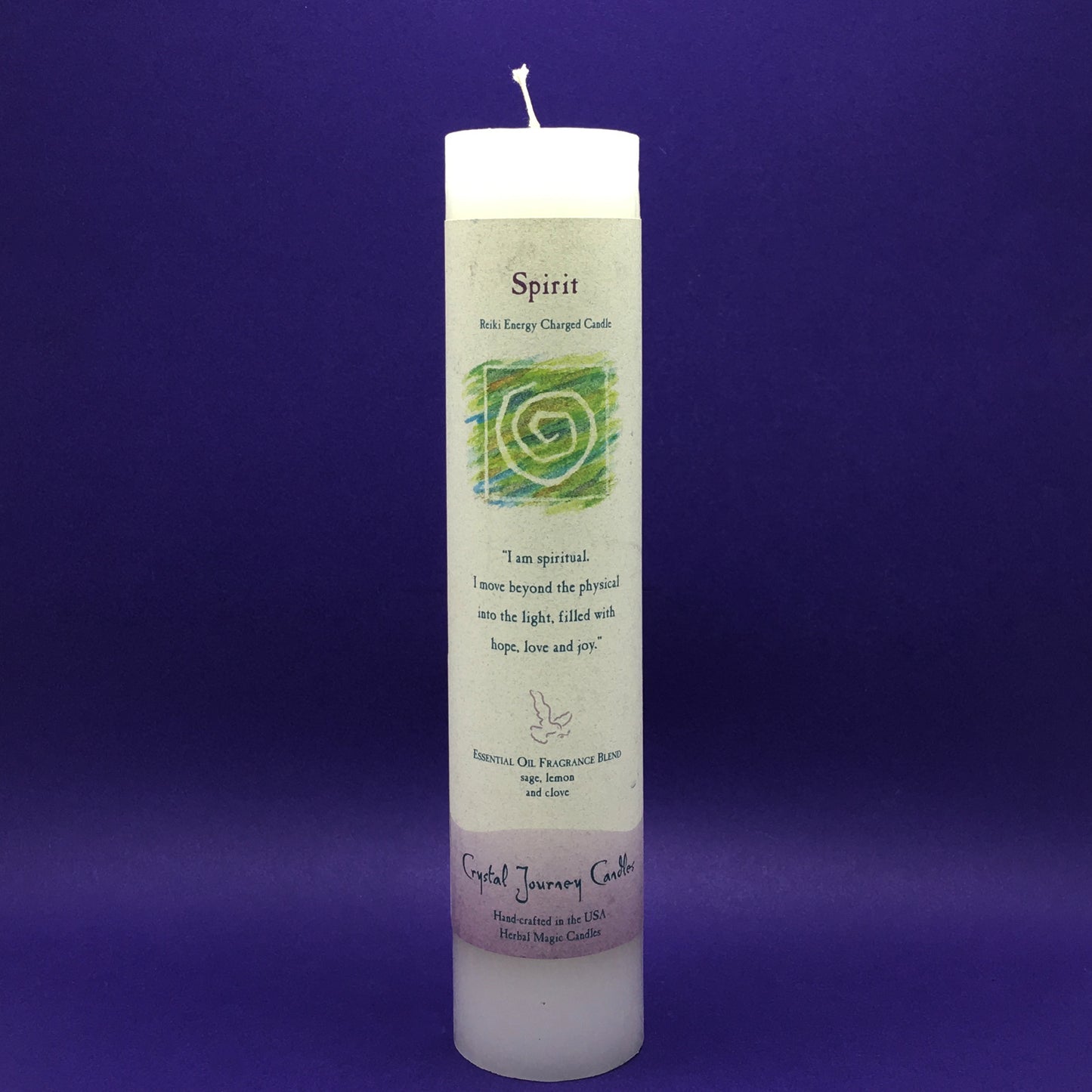 Spirit- Reiki Energy Charged Pillar Candle (White) Happy Soul Online