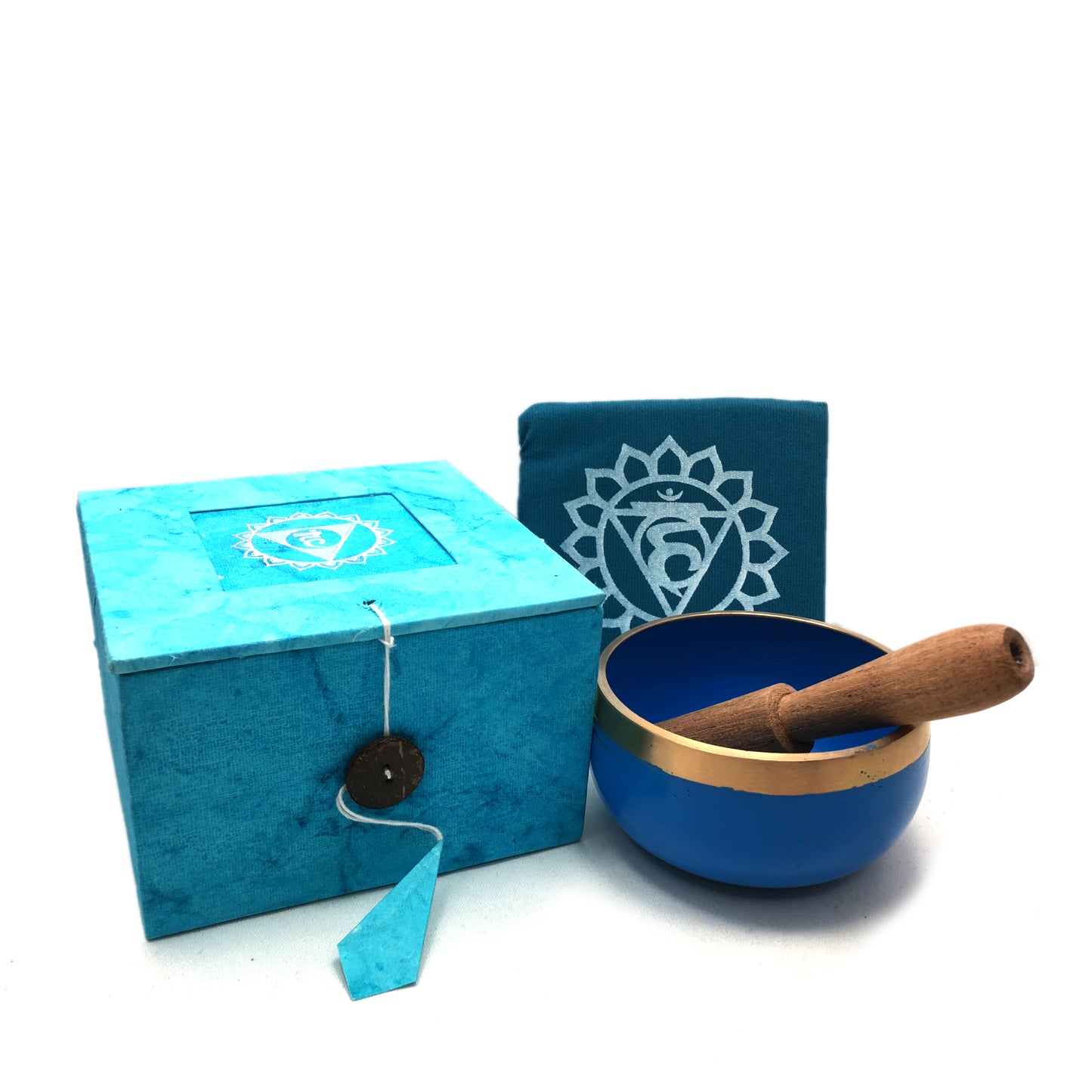 Tibetan Singing Bowl Gift Set - Blue (Throat Chakra) Happy Soul Online